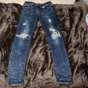 American Eagle Next Level Flex Ripped Denim Blue Jeans